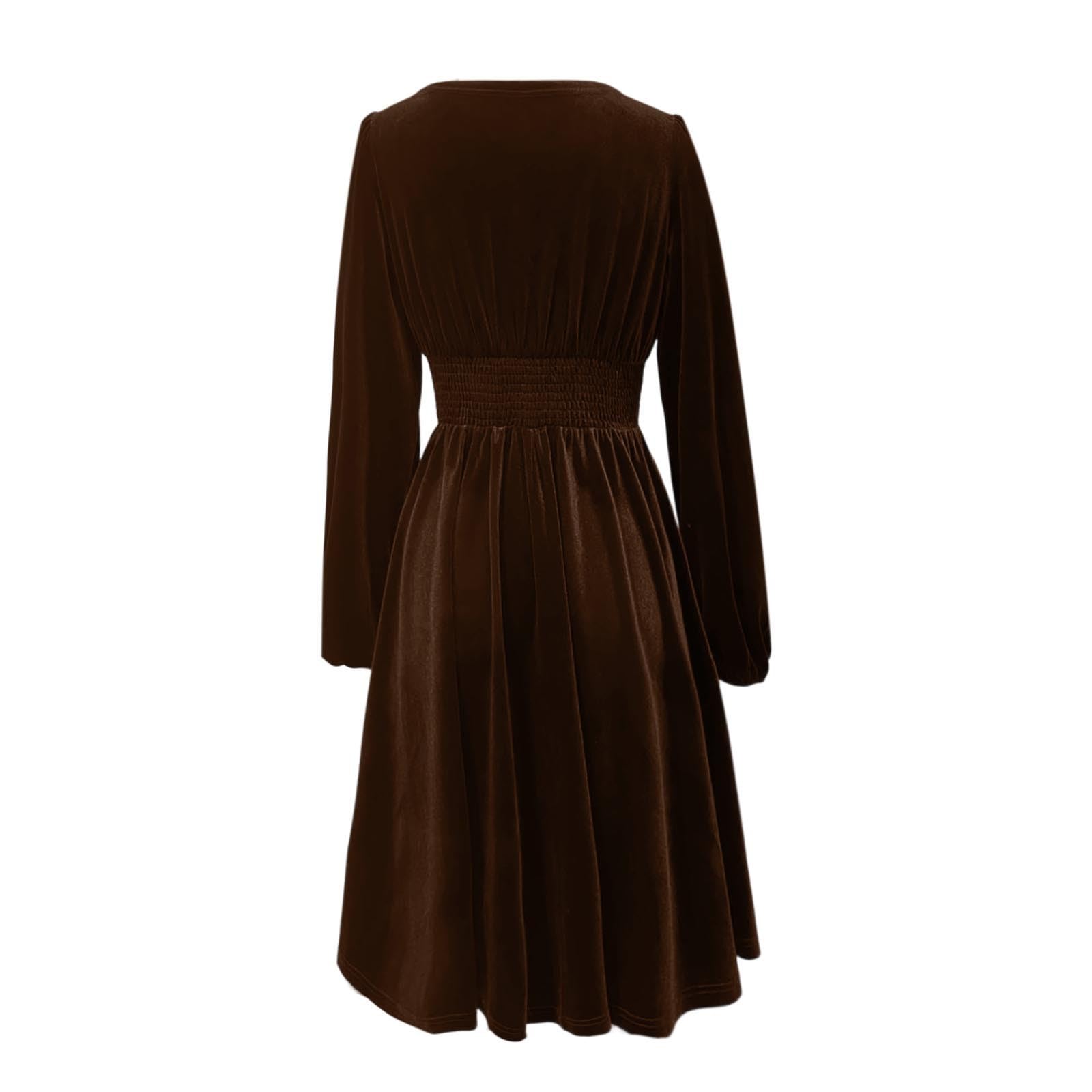 TTDGYYXW Freizeitkleider Strickkleid Damen Pulloverkleid Elegantes Herbstkleid Winterkleid Elegantes Samtkleid für Damen – Weich, Bequem, Fließend, A-Linie, Langarm, Perfekt für Festliche Anlässe