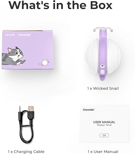 Miniatura 8 de Cheerble Juguete interactivo para gatos de interior, caracol malvado, 2024 actualizado, juguetes automáticos para gatos con luces LED, juguete móvil