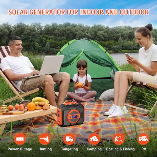 Power Station 220Wh & 60W Portable Solar Panels, 110V/300W Backup Battery Lithium with AC Outlets, DC, USB QC3.0,Solar Generator Portable Charger for Outdoor Camping, Traveling, RV Trip - Image 3