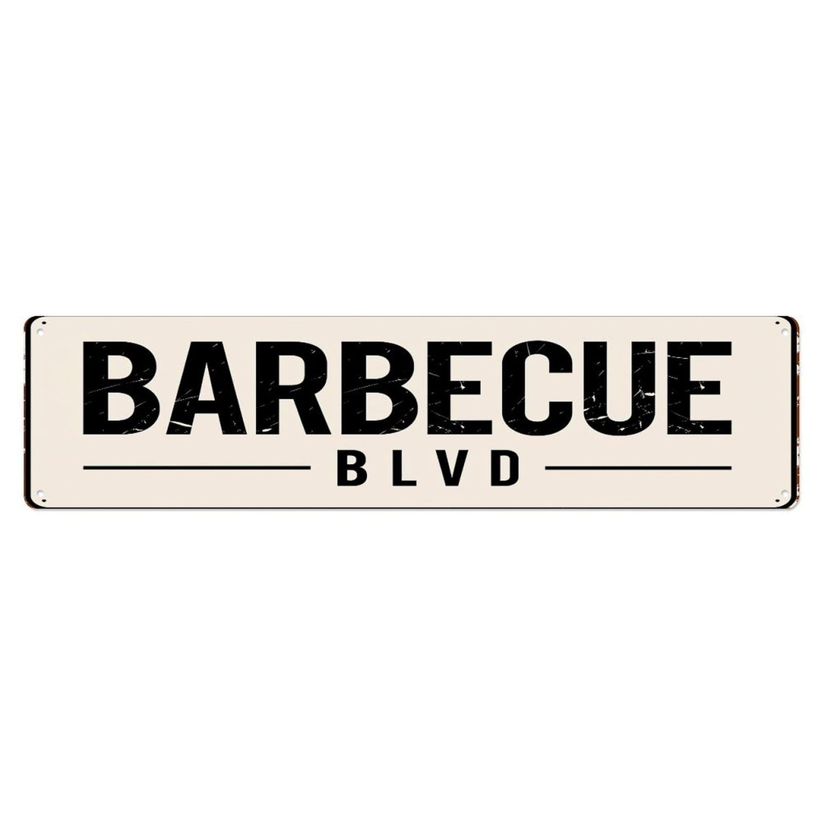 Barbecue Blvd Sign Pattern Print Vintage Metal Tin Sign Retro Wall Decor for Home Bar Garage Cafe, Indoor & Outdoor Decorative，Metal Poster, 4x16 Inch