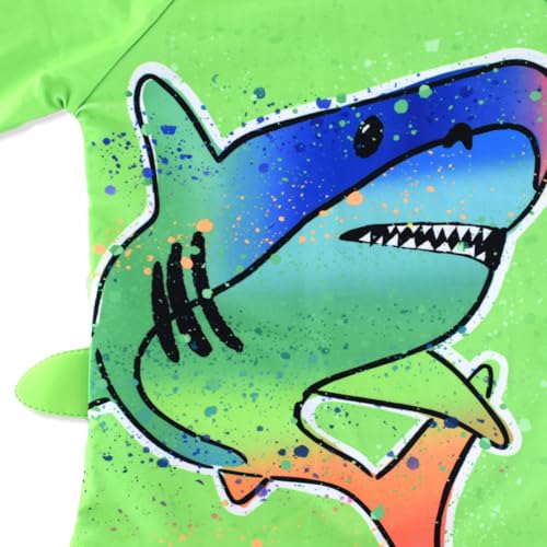 Image of Kids Short Sleeve Sunsuit Swimwear Boys Two Piece Rash-Guard-Sets Dinosaur Pattern