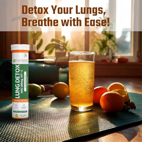 Image of Pure Nutrition Lungs Detox for Smokers | Lung Detox Supplement Combo Pack - Lung Detox Effervescent Tablets 20 (Lemon Flavors) + Lung Detox Tablets 60 Capsules With NAC, Vitamin C & Grape Seed Extract | Supports Respiratory Health, Immunity & Lungs Cleaner