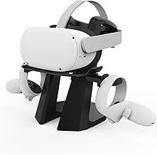 AMVR Compatible with Quest 2 Stand, Upgraded Heavier VR Headset Display Stand Holder and Controller Mount Station for Quest 2/Quest 1/Rift/Rift S and Touch Controllers Accessories (Black)