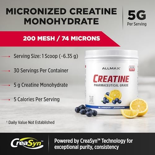 ALLMAX Creatine Monohydrate Powder, Micronized, Blueberry Lemonade, 190 g - 2