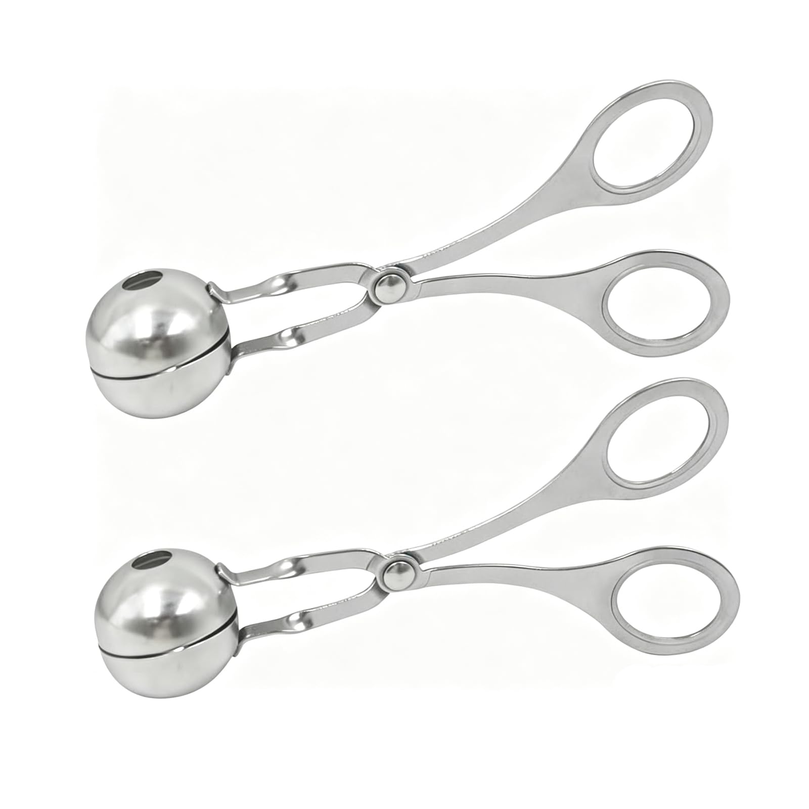 2 Pcs Stainless Steel Meat Baller Ball Maker Meatball Scoop None-Stick Baller Tongs Meat Ball Maker Mold Cake Pop,Ice Tongs,Cookie Dough Scoop for Kitchen