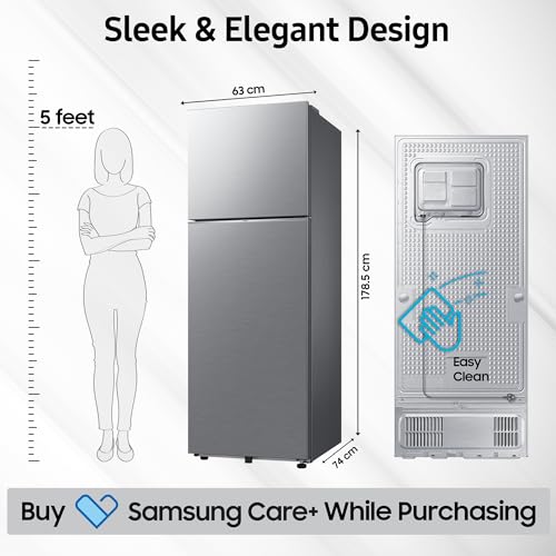 Image of Samsung 350 L, 3 Star, Convertible 5-in-1, Digital Inverter, Frost Free Double Door, WiFi Bespoke AI Refrigerator (RT38HG5A23S8HL, Silver, Elegant Inox, 2026 Model)