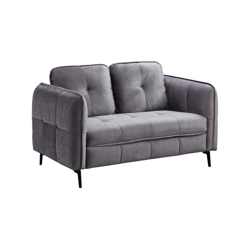 panana Sofas Velvet Grey Sofa 2 Seather Modern Sofa Settee Couch Double Seat Compact Loveseat for Living Room Home Furniture (Velvet Gray, 2 Seater)