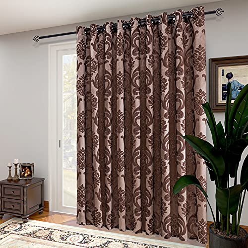 NAPEARL Terrassentürvorhänge für Schiebetür, Damast-Tür, Fenstervorhänge, extra breite Vorhänge für Raumteiler, 1 Türpaneel (3 m breit x 2,4 m hoch, braun) Cover