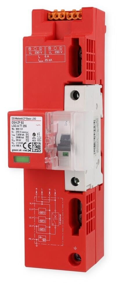 Parafoudre combiné DSH ZP B2 LSG A TT 2 pour protection réseau électrique
