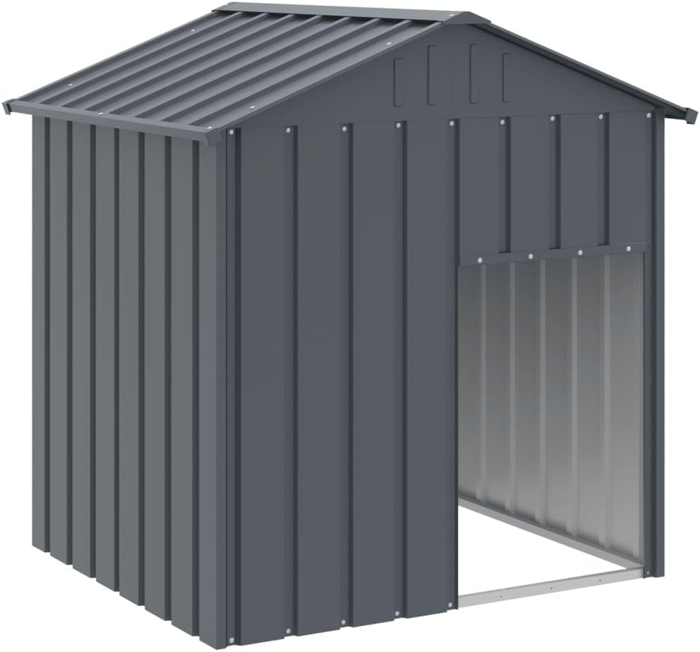 vidaXL Galvanized Steel Dog House with Roof - Anthracite Colored with Spacious Inner Dimensions, Perfect for Training, Exercising and Playing