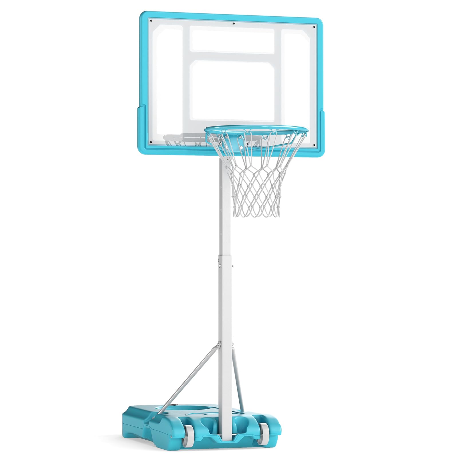 COSTWAY Adjustable Basketball Hoop and Stand, 1.43-1.71m Basketball Goal with 83 cm Shatterproof Backboard, Fillable Base & Wheels, Portable Pool Basketball Net Set System for Kids Teens Adults