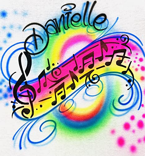 Airbrush Music Notes Name Design T Shirt2