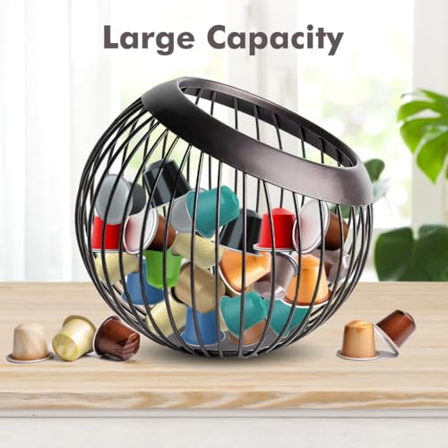 Visceralyx Coffee Pod Holder, Large Capacity Kup Holders and Espresso Coffee Pod Organizer for Counter, Coffee Pod Storage Basket-Black