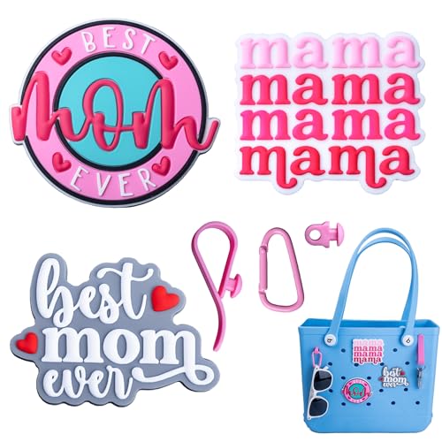 Charms Accessory for Bogg Bag - Mom Inserts Decorative Charms for Beach Tote Bag, Versatile Use with Hooks to Customize Your Beach Tote Bag