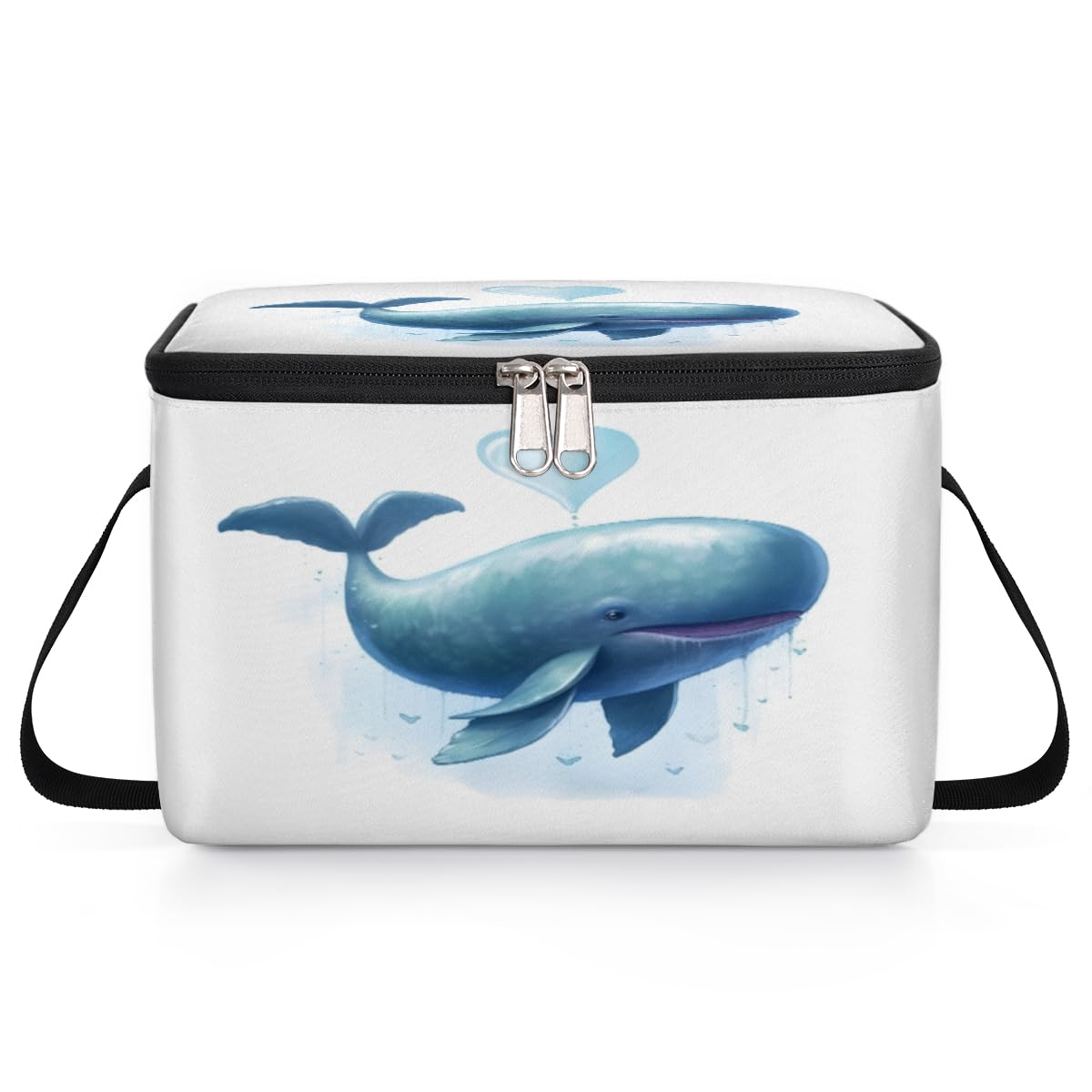 Lunch Bags for Women Men 9 Cans,Whale Hot & Cold Food Delivery Bag Insulated Grocery Bag Insulated Lunch Box Cute Whale Heart Cooler Bag for Office Work Picnic Beach