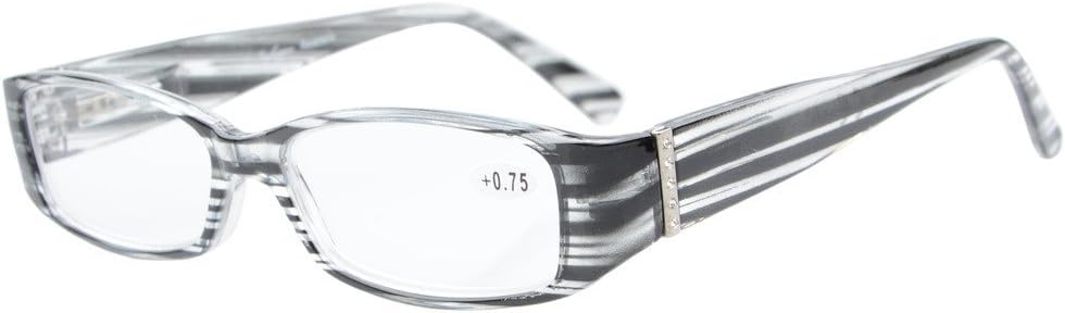 Eyekepper Spring Hinges Reading Glasses Readers with Genuine Austrian Crystals Women Grey +2.5