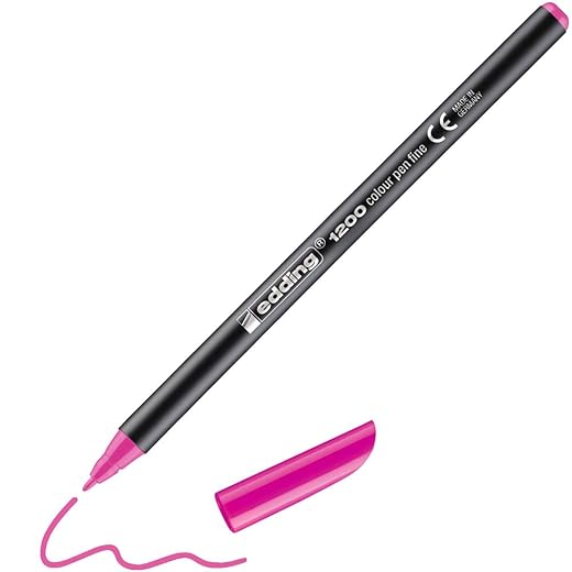 Edding - Rotulador 1200 Color Rosa Neón En Oferta Edding 1200 Rotulador De Color De Trazo Fino - Rosa Neón - 1 Rotulador - Punta Redonda De 1 Mm - Marcador Dibujar Y Escribir