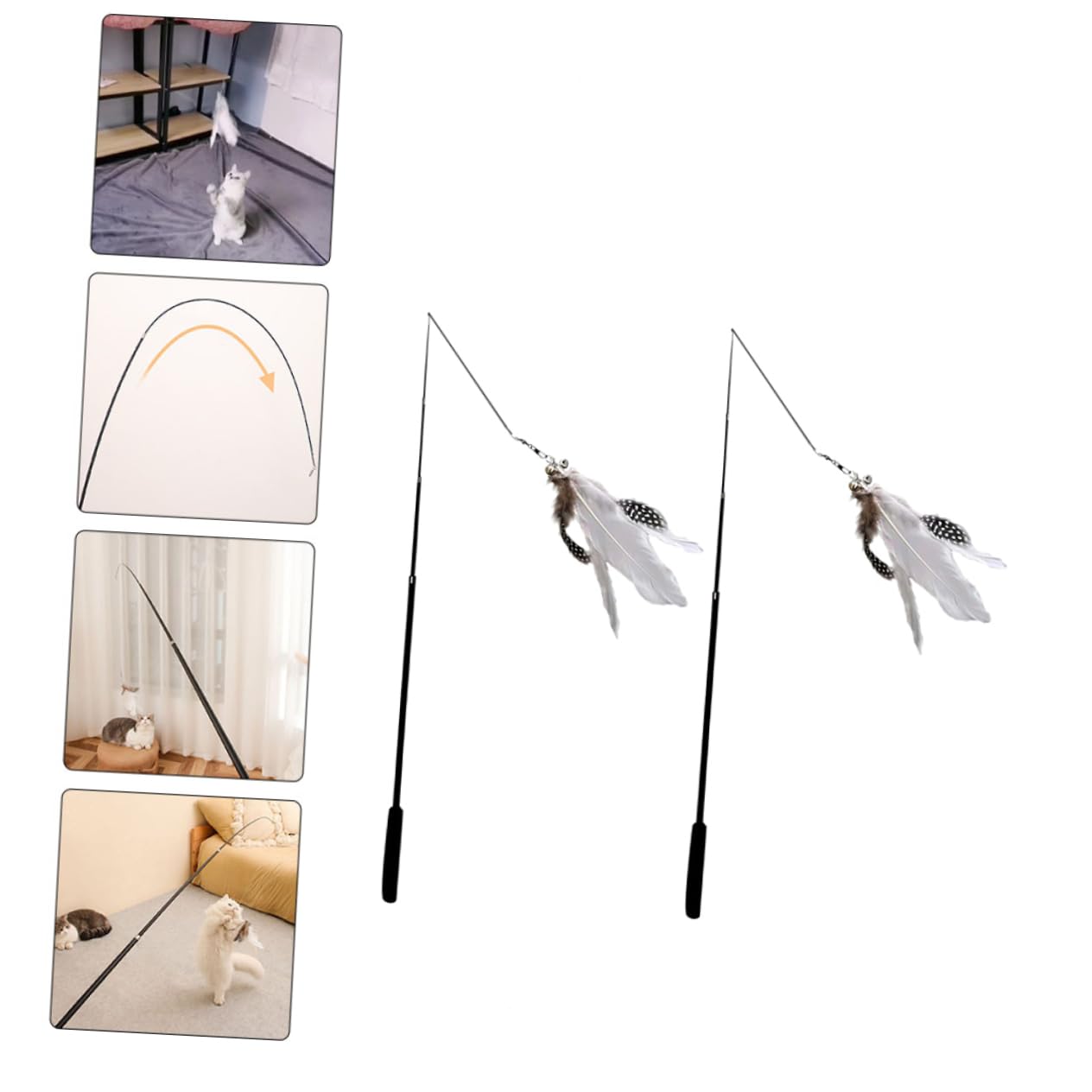 SUPVOX 6pièces Canne Téaser pour Chat De Extensible avec Plumes Jouets Interactifs pour Chats Et Chatons