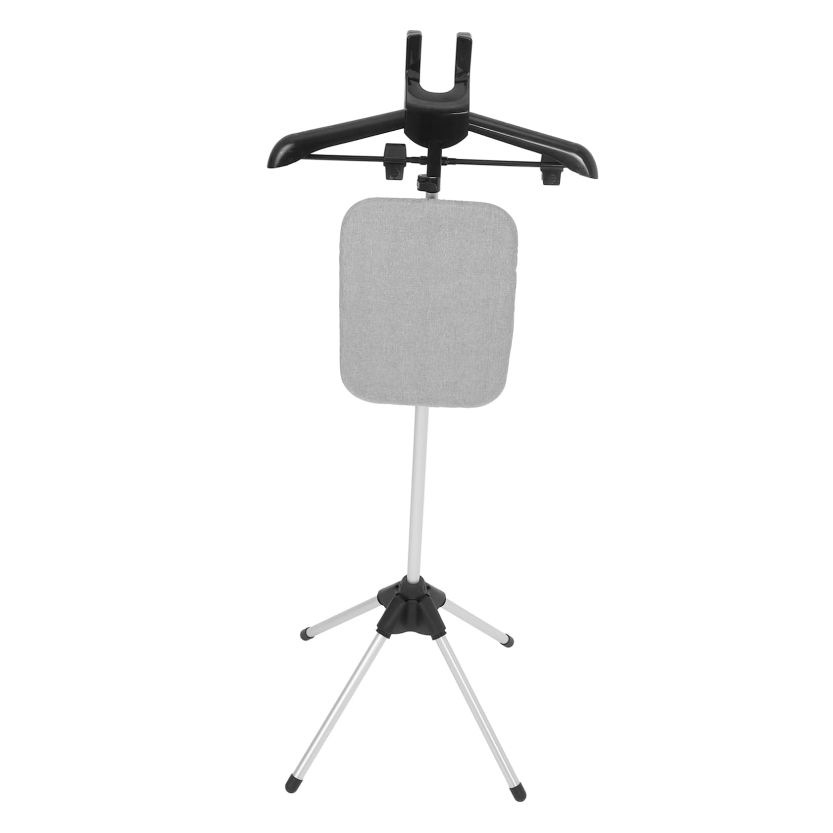 ULTECHNOVO Soporte de Planchado Plegable Rejilla para Cocinar al Vapor y Tabla Integrada, Altura Ajustable de 90-160 Cm, Base de Cuatro Patas y Material de Aleación de Aluminio
