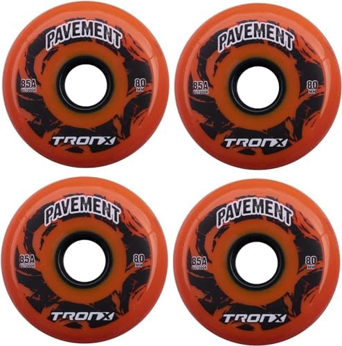TronX Outdoor Asphalt Pavement 85A Inline Roller Hockey Wheels 4 Pack | 59mm, 68mm, 72mm, 76mm, 80mm Sizes Hi-Lo (59mm)