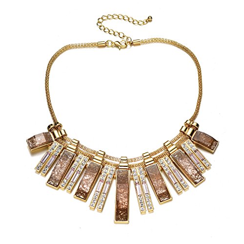 Brown Crystal Statement Necklace For Women Chunky Necklaces Costume Bib Necklace Gold Plated