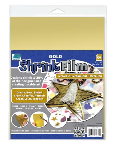 Image of Grafix Metallic Shrink Film, Gold Opaque, 8.5 x 11 in, Pack of 50