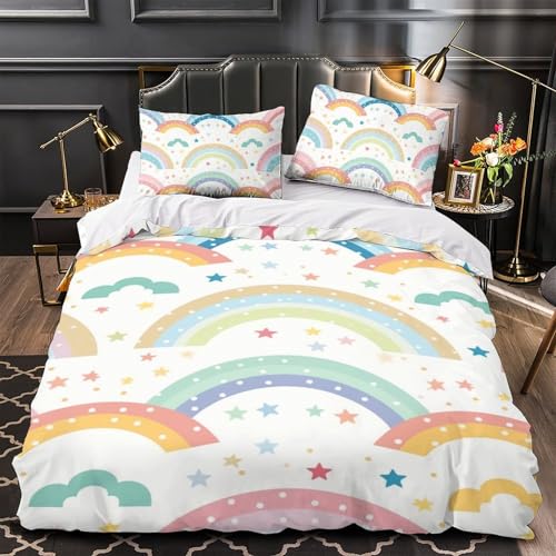 Housse de couette effet 3D Le Rainbow en microfibre douce et zippée - 4