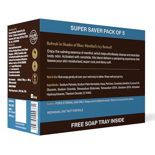 Image of WOW Skin Science Wild Aqua & Ceramide Soap | Purifies & Softens Skin | Cools & Tones | Energizing Cleanser | Neutralizes Body Odor | Invigorates Senses | Infused with Menthol & Ceramide | Pack of 5