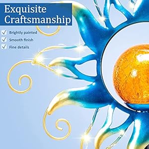 Solar Lights Outdoor Garden Decor, Blue Metal Sun Crackle Glass Globe Stake Waterproof 30LED Decorations Unique Gifts for Women,Mom,Outside, Patio,Lawn,Yard,Pathway Solar Lights Outdoor Garden Decor Blue Metal Sun Crackle Glass Globe Stake Waterproof 30LED Decorations Unique Gifts for WomenMomOutside PatioLawnYardPathway