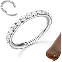 MILACOLATO G23 Titanium Nose Rings Hoops 16G 18G 20G Double Hoop Septum Click Nose Rings Lip Rook Lobe Tragus Helix Cartilage Daith Conch Earrings Clear CZ Paved Nose Piercing Jewelry for Women Men