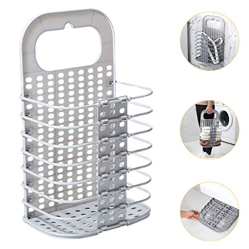 BlazeVideo Cestos para la Colada Plegables Cestas de Lavandería Plegables Canasta de Plástico, Se Puede Colgar en la Pared y Lavadora, para Baño Balcón Habitación, Tamaño 28 * 17 * 46cm