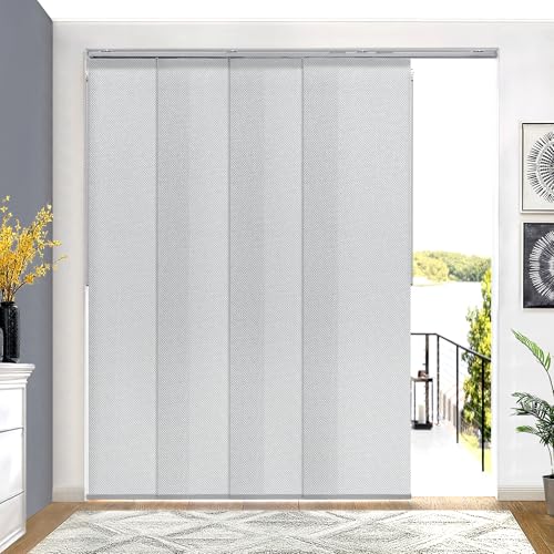 Lazblinds Adjustable Blackout Vertical Blinds for Sliding Doors, Extendable Track (45 3/4'' - 82 5/8'' W), Trimmable Panels Up to 96” H for Room Divider & Patio Door, Grey Light Filtering