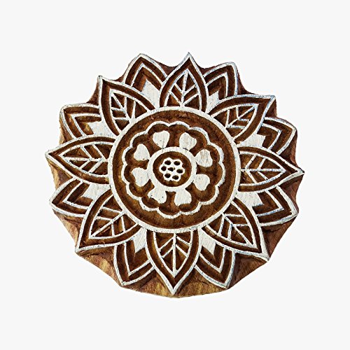 Floral Stamp Decorative Blocks Wooden Textile Stamps Brown Indian Printing Block