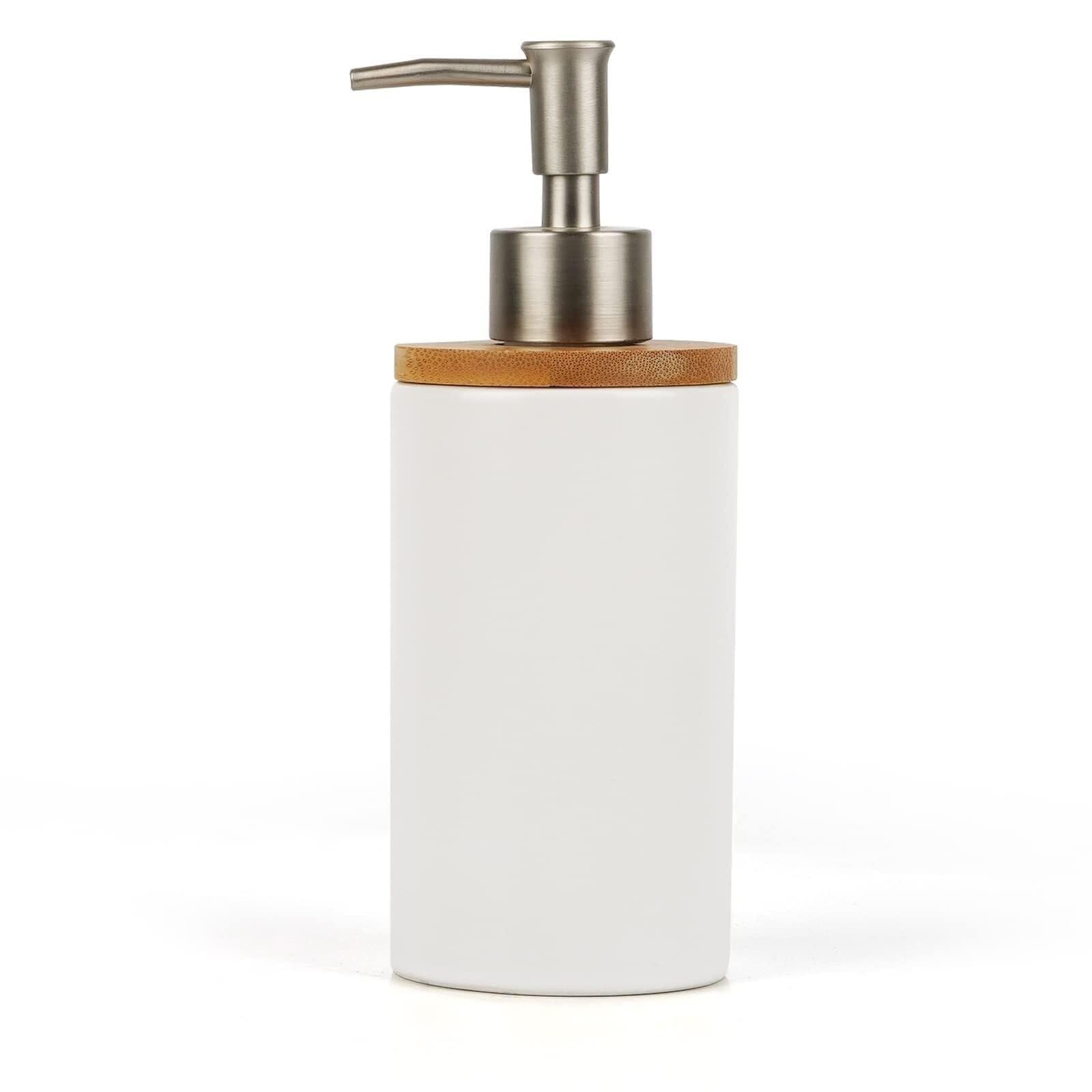 Hand Ceramic Soap Dispenser Hand Refillable Liquid Great for Kitchen and Bathroom Dish for Bathroom(White)
