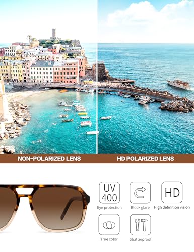 Image of BIRCEN Mens Acetate Polarized Sunglasses: Retro Square Sun Glasses UV400 Protection Anti-Glare Shades for Driving Travel