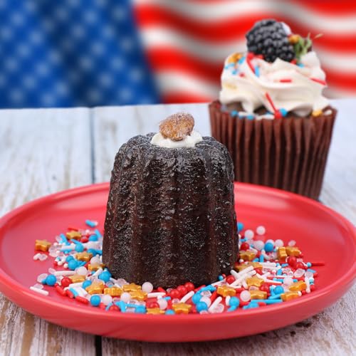 Image of Red White and Blue Sprinkles, Patriotic 4th of July Gold Star Sprinkles | Edible Pearls, Jimmies, Golden Stars, Coarse Sugar, For Baking, Cookie, Cupcake, Ice Cream Topping, Memorial Holiday Supplies