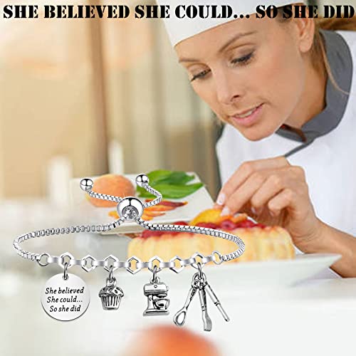 PLITI Baker Bracelet Culinary Student Gift Culinary School Graduation Gift She Believed She Could So She Did Bangle3