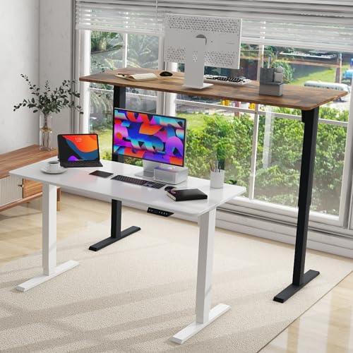 Image of Standing Desk Legs- Electric Stand up Desk Frame, Height Adjustable Table Base DIY Workstation for Max 75″ x 35″ Desktop, Sit Stand Computer Desk Frame for Home Office, Frame Only