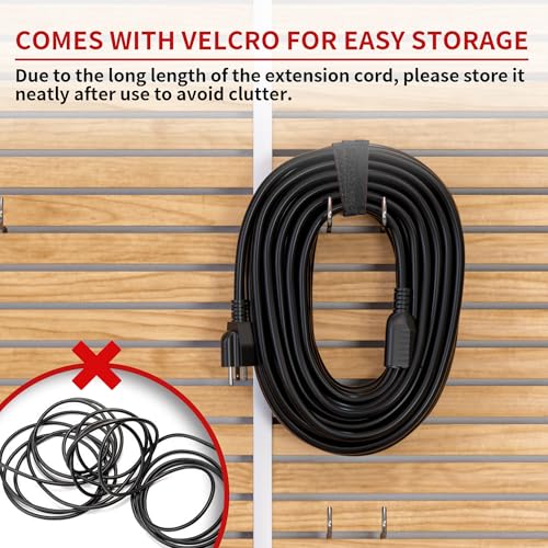 Image of 16 /3 10A 125V 1250W 100 Ft Outdoor Extension Cord Waterproof, Weatherproof & Flame Retardant Black 3 Prong Power Cord Outside for Lawn & Garden, SJTW ETL Listed