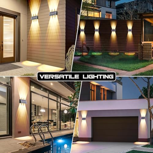 Image of GIGAWATTS 6 LED Solar Wall Light with 2W Panel On /Off Botton & 1.5Ah Battery Water Resistant Decor Deck Fence Lights Flood Lamp for Home Garden Terrace Patio (Set of 1, Warm White)