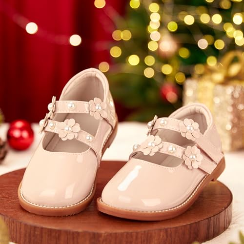 Image of Kiderence Toddler Girl Mary Jane School Uniform Dress Shoes Oxford Flats | Wide Toe Box Great Comfort for Student Shoe and Flower Girl Shoe for Wedding, Parties, Church