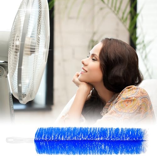 Image of 2 Pcs Fan Cleaning Brush, Bendable Washable Fans Cleaner, Microfiber Head Flexible Brush Cleaner for Standing Fan Vent, Air Conditioning Shutters,Ceiling Fan, Blades, Curtains, Air Vents (Blue)