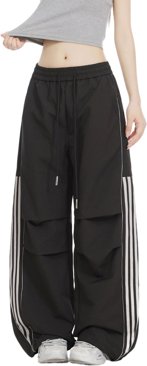 Y2K Baggy Athletic Pants Women Wide Leg Streetwear Hip Hop Drawstring