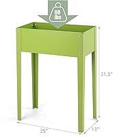 Vista 5 de S AFSTAR Cama de jardín elevada, maceta elevada galvanizada con patas y agujeros de drenaje, cama de jardín independiente para interiores