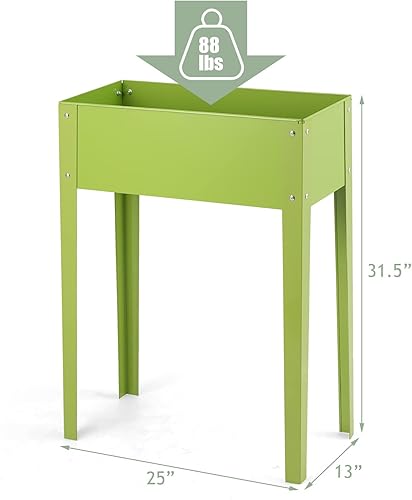 Miniatura 5 de S AFSTAR Cama de jardín elevada, maceta elevada galvanizada con patas y agujeros de drenaje, cama de jardín independiente para interiores y