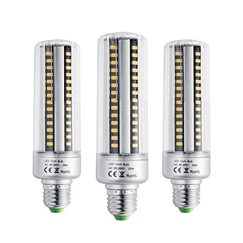 BOGAO E26/E27 ampoules LED Ampoule de maïs,économie d'énergie Maison de remplacement de 25 W lampe avec housse 2000 lumens, AC230 V,pas dimmable (3 pcs, Blanc chaud)