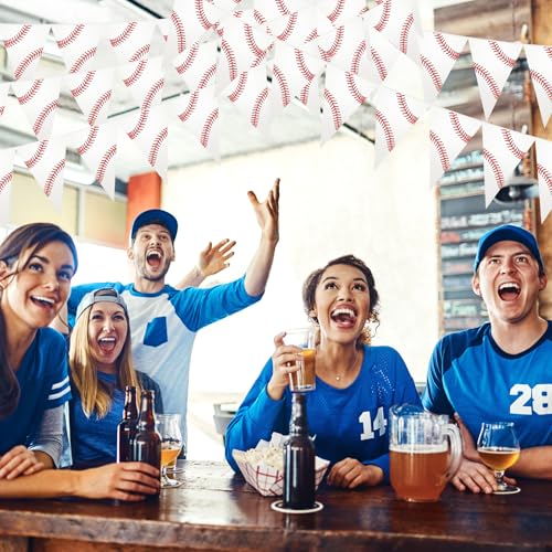 Image of Jetec 5 Pcs 49 Ft Baseball Party Decorations Pennant Banner Pre-Assembled Sport Triangle Flag Bunting Garland for Baseball Birthday Party Supplies Sport Theme Decorations
