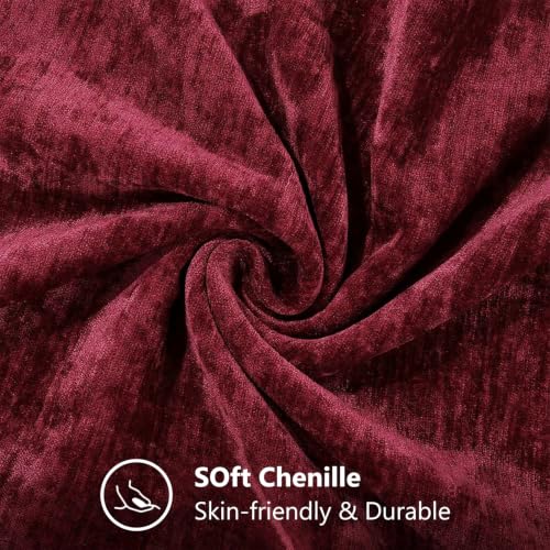 Image of decorUhome Soft Chenille Throw Pillow Covers 16x16 Set of 2 Wine Red