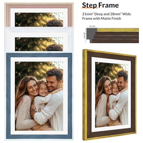 Image of Art Street Rustic Brown & Gold Gallery Wall Photo Frame Set | Modern Memory Timeline Wall Decor for Living Room, Bedroom & Family Photo Collage Display