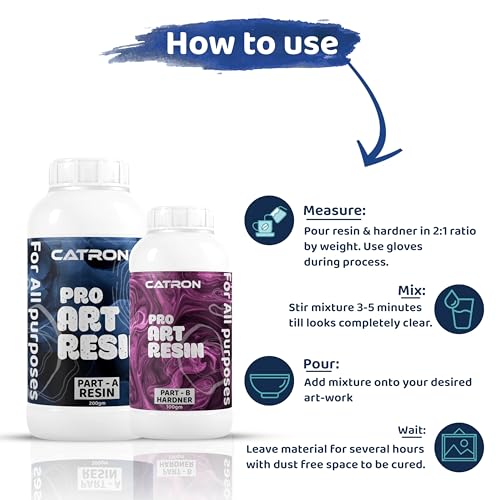 Image of Catron Crystal Clear Epoxy Resin Art Kit 2 : 1 - Ratio Resin and Hardener UV-Resistant | Self-Leveling, Suitable for Beginners DIY Activities with High Gloss,Jewellery and Keychain Making,600 Gm
